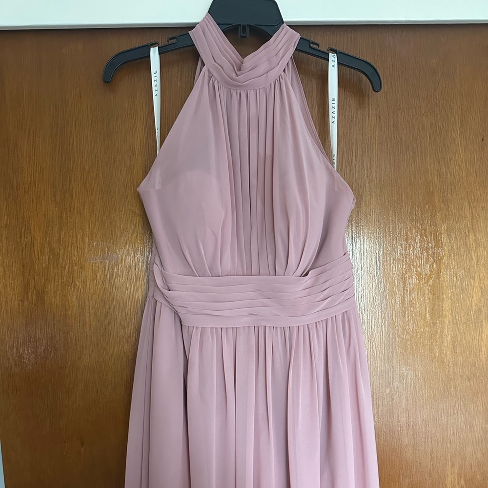 Azazie Bridesmaids Dress. Style Iman. Dusty Rose Chiffon. Garmet bag included.